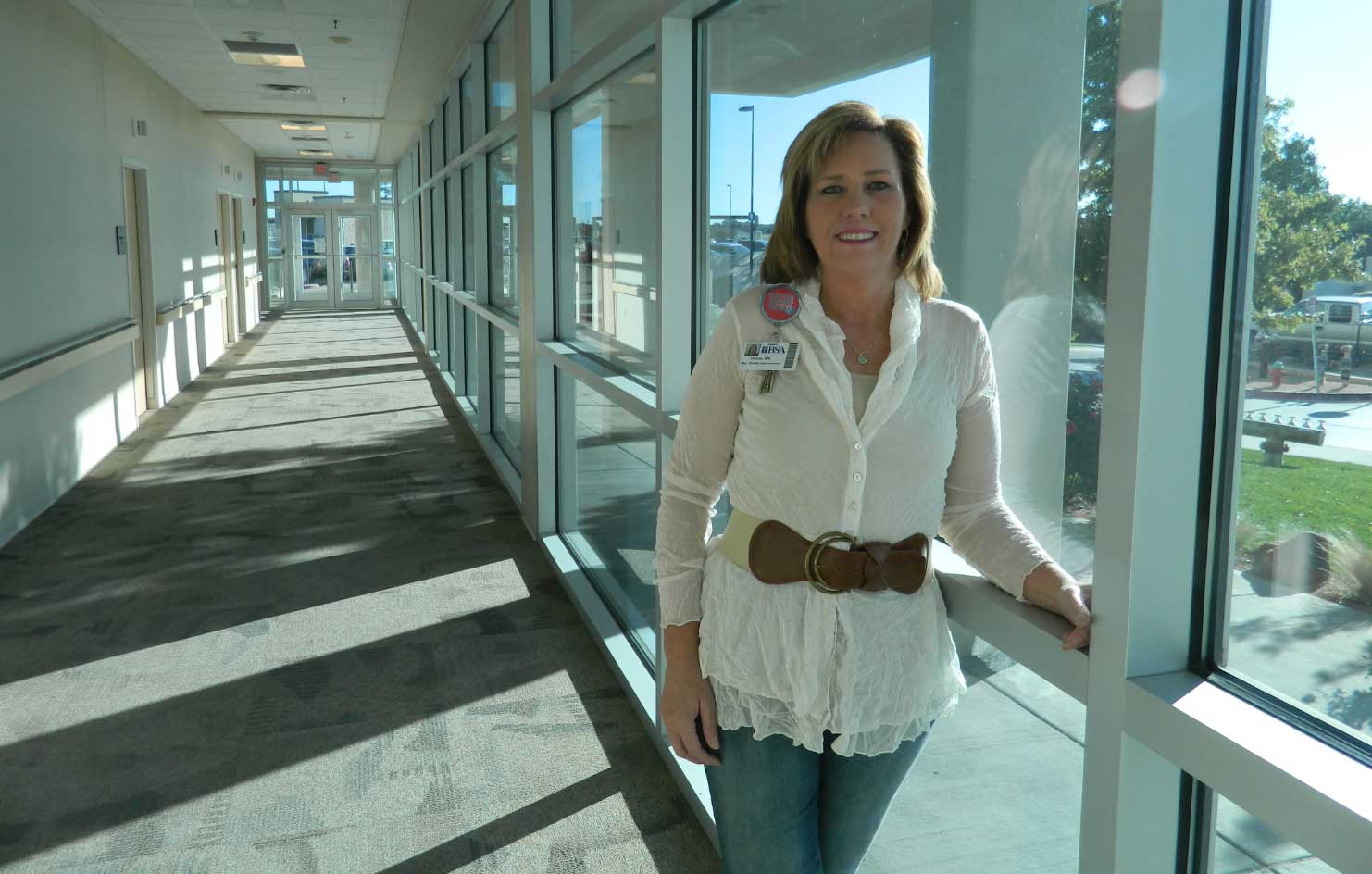 woman in hospital corridor